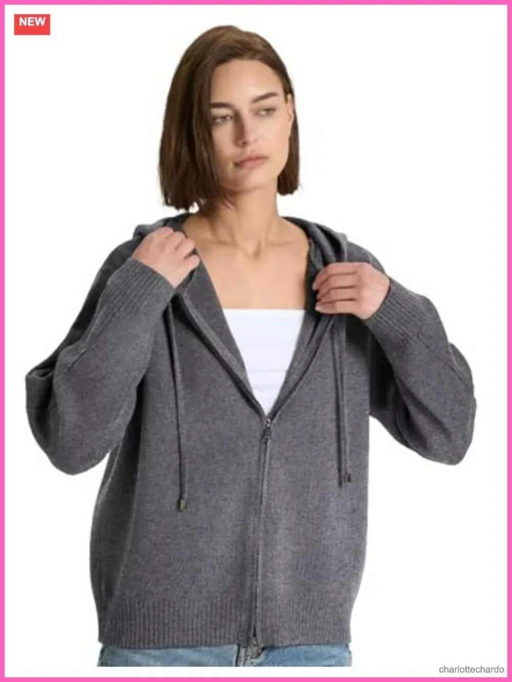Full Zip Up Hoodie Cardigan Long Sleeve Drawstring Knit Sweater